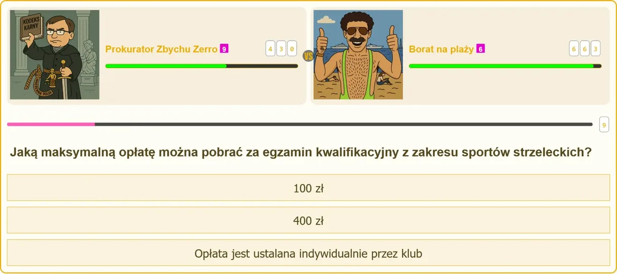 Opłata za egzamin kwalifikacyjny na patent strzelecki