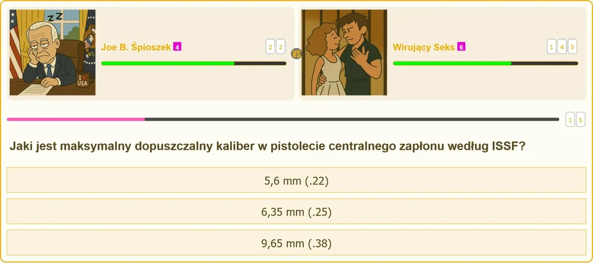 Porównanie kalibrów amunicji do pistoletu sportowego centralnego zapłonu