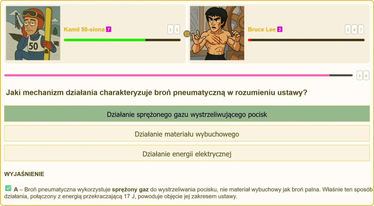 Mechanizm działania broni pneumatycznej – pytanie testowe na patent strzelecki