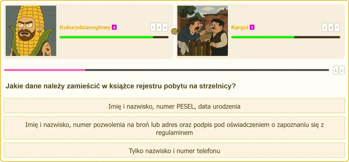 Wpis do rejestru pobytu na strzelnicy - wymagane dane