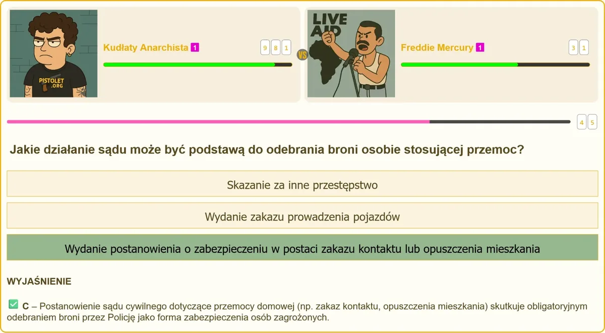 Odebranie broni na podstawie postanowienia sądu