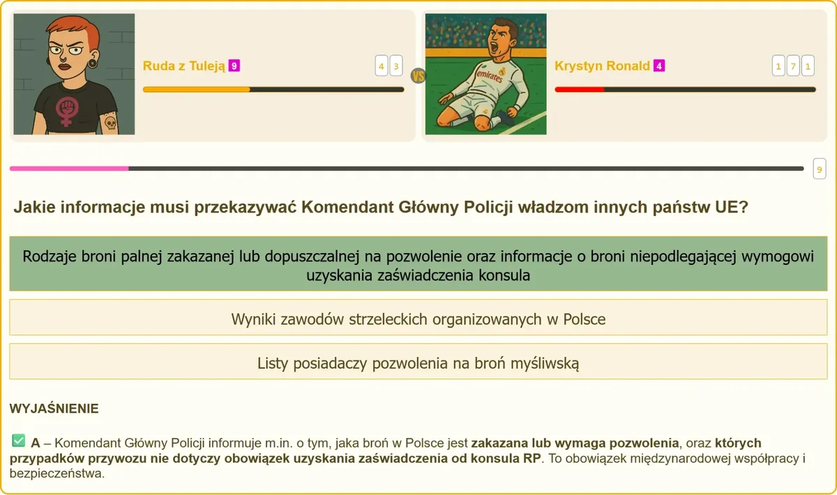 Zakres informacji przekazywanych władzom UE o broni w Polsce