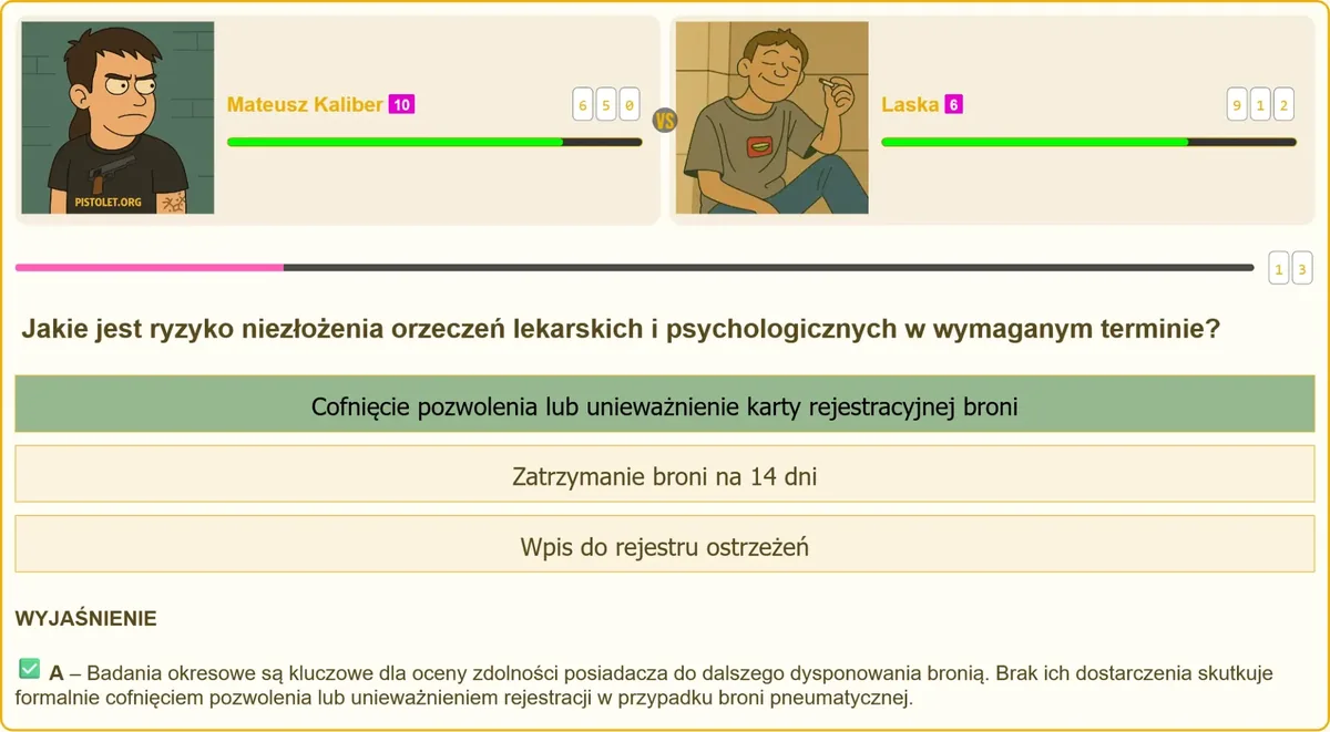 Cofnięcie pozwolenia na broń za brak badań okresowych