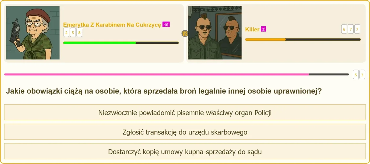 Zgłoszenie sprzedaży broni na Policji