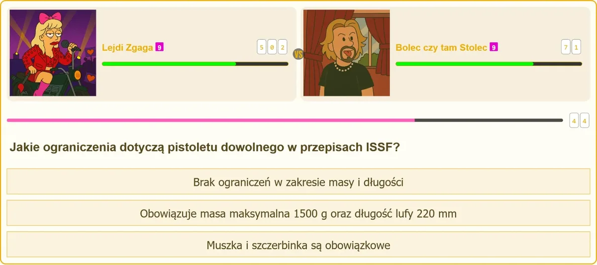 Pistolet dowolny bez ograniczeń wagi i długości według przepisów ISSF
