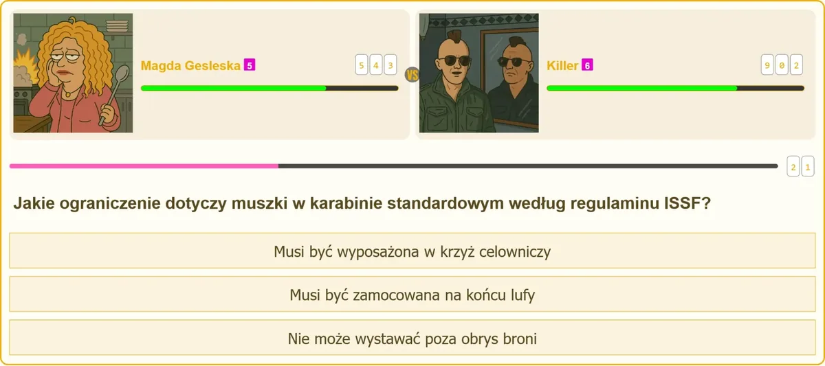Ograniczenie konstrukcyjne muszki w karabinie standardowym