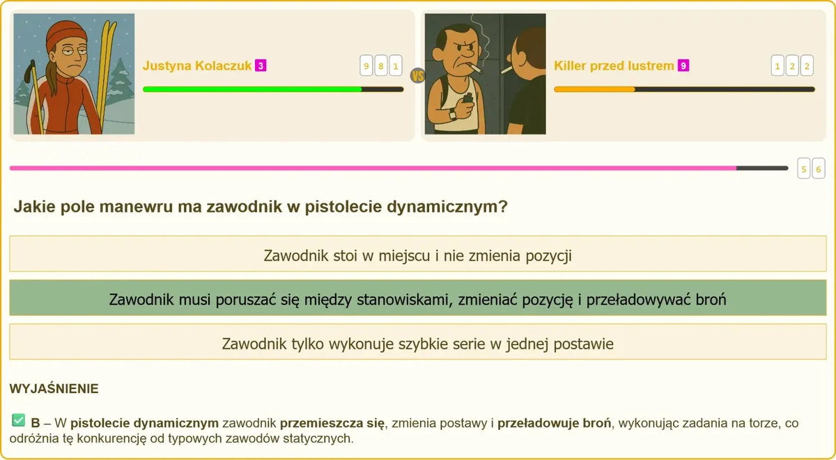 Schemat toru strzeleckiego z oznaczeniem punktów zmiany pozycji