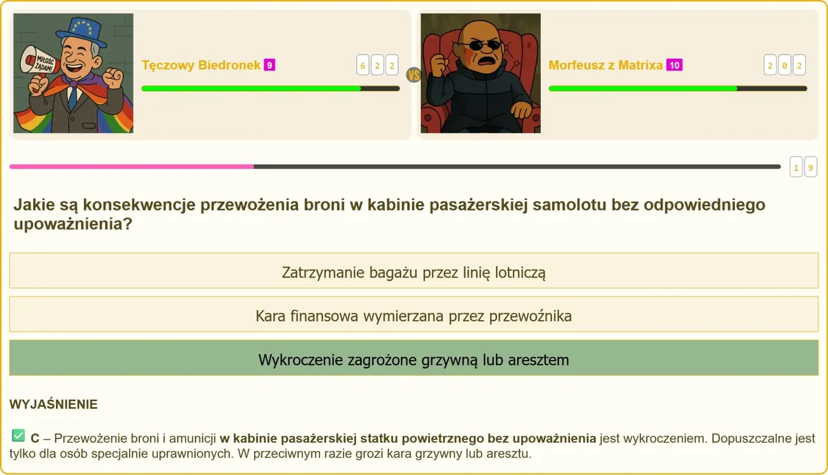 Przewożenie broni w kabinie samolotu bez upoważnienia