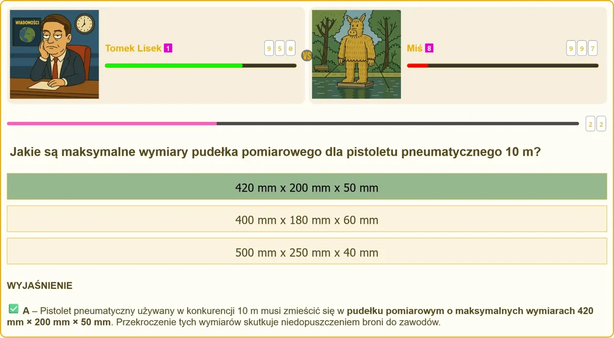 Pomiar wymiarów pistoletu pneumatycznego w pudełku kontrolnym