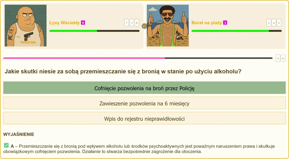 Cofnięcie pozwolenia na broń za przemieszczanie się pod wpływem alkoholu