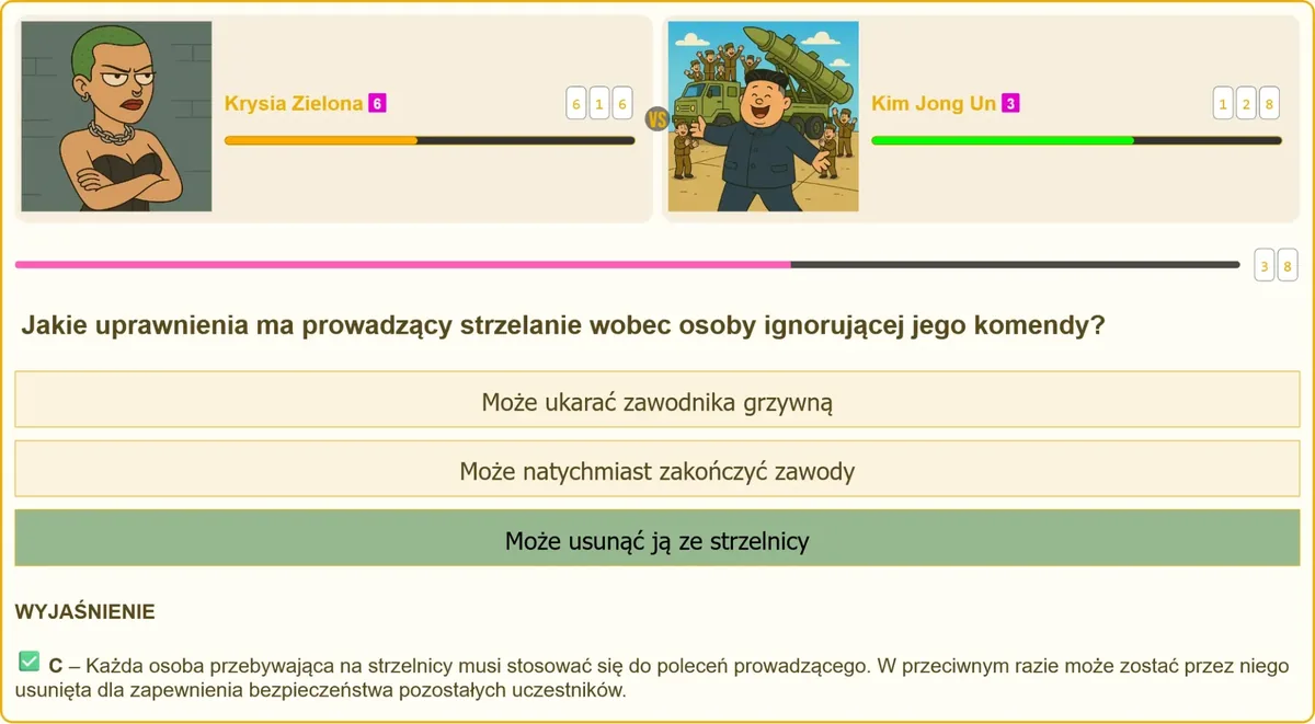 Prowadzący strzelanie egzekwuje zasady bezpieczeństwa na strzelnicy