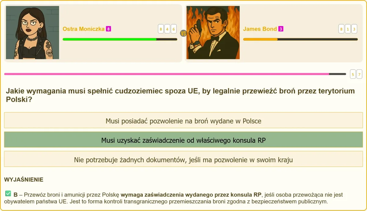 Zaświadczenie konsularne przy przewozie broni przez Polskę