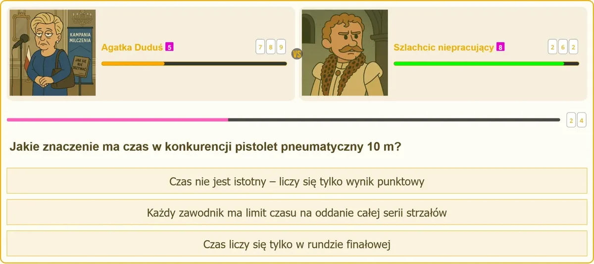 Limit czasu podczas strzelania z pistoletu pneumatycznego 10 m