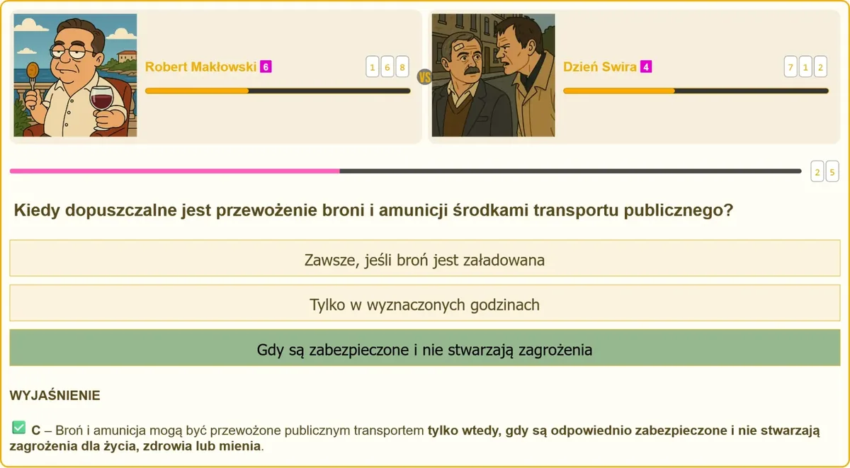 Zabezpieczenie broni przed transportem publicznym