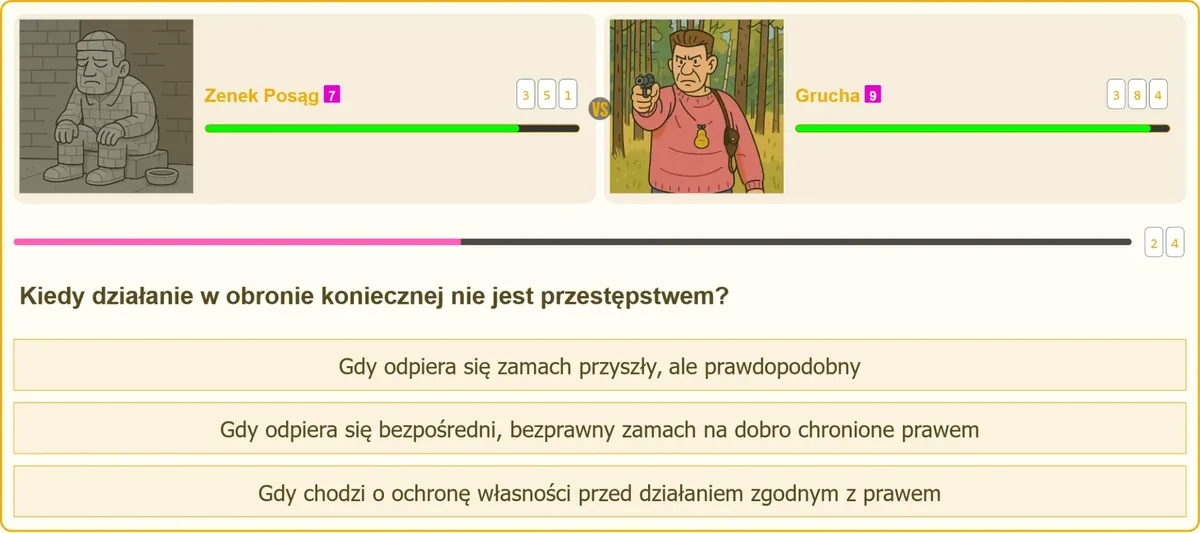 Zamach bezpośredni i bezprawny w obronie koniecznej