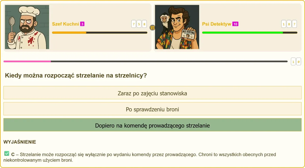 Komenda prowadzącego jako warunek rozpoczęcia strzelania