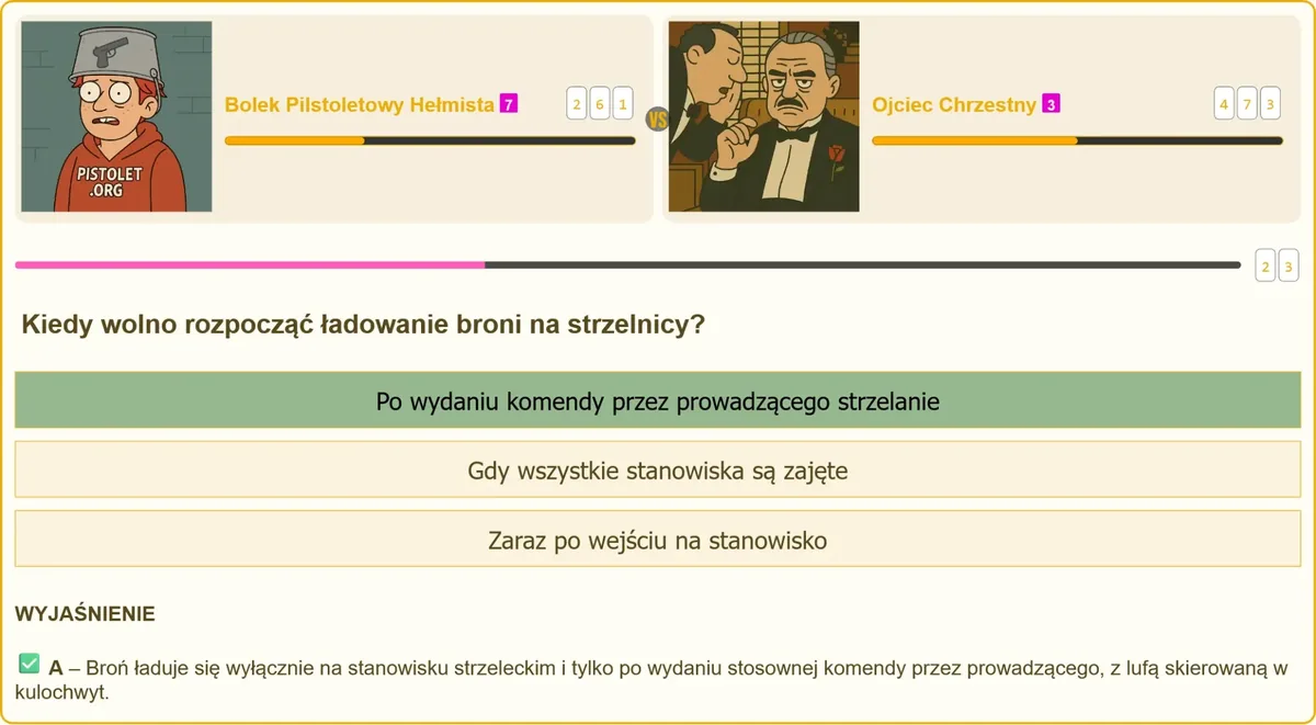 Poprawne ładowanie broni z lufą skierowaną w kulochwyt