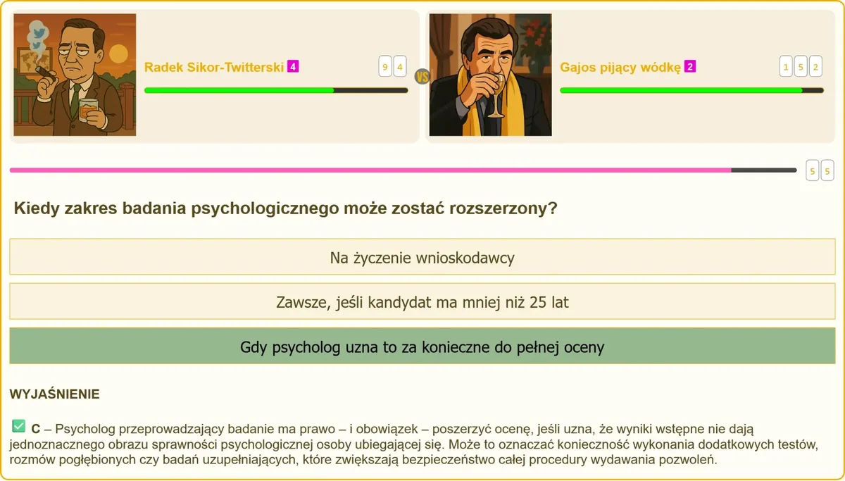 Psycholog podczas badania kandydata na pozwolenie na broń