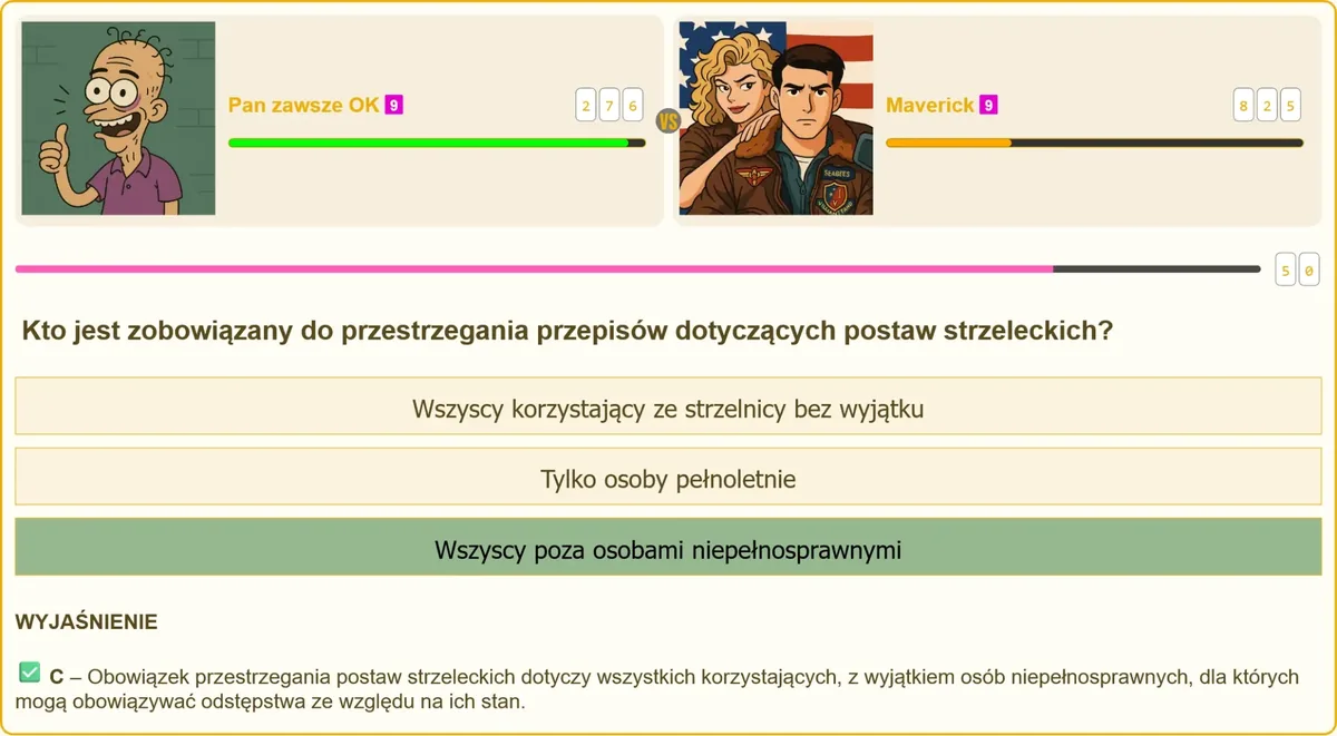 Schemat postaw strzeleckich na strzelnicy