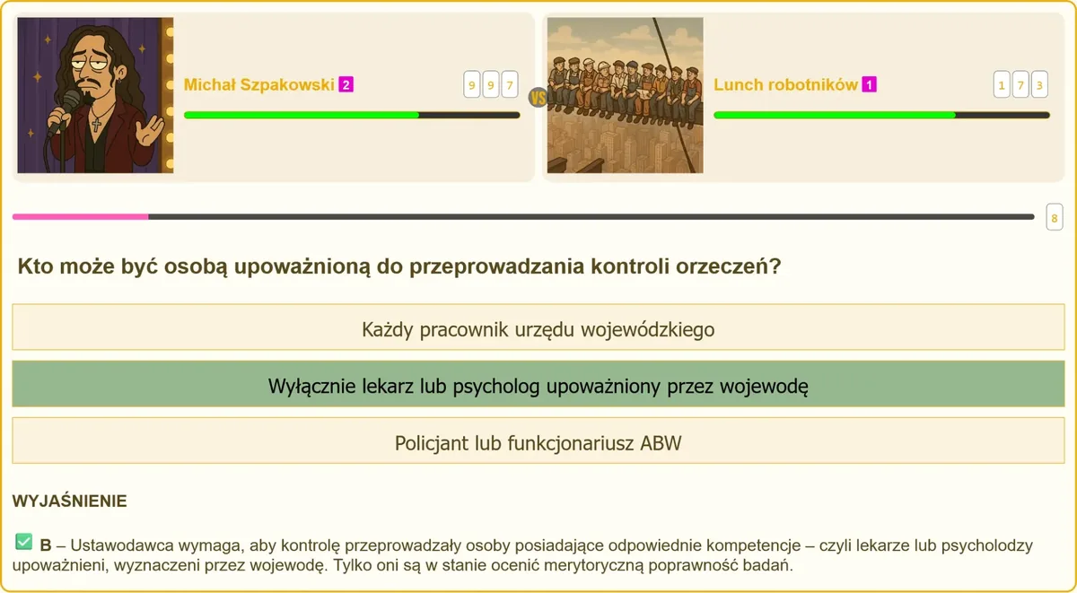Kontrola orzeczeń lekarskich i psychologicznych przy pozwoleniu na broń