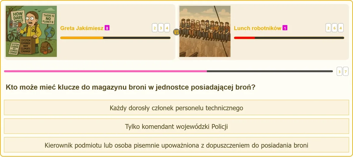 Kto może przechowywać klucze do magazynu broni