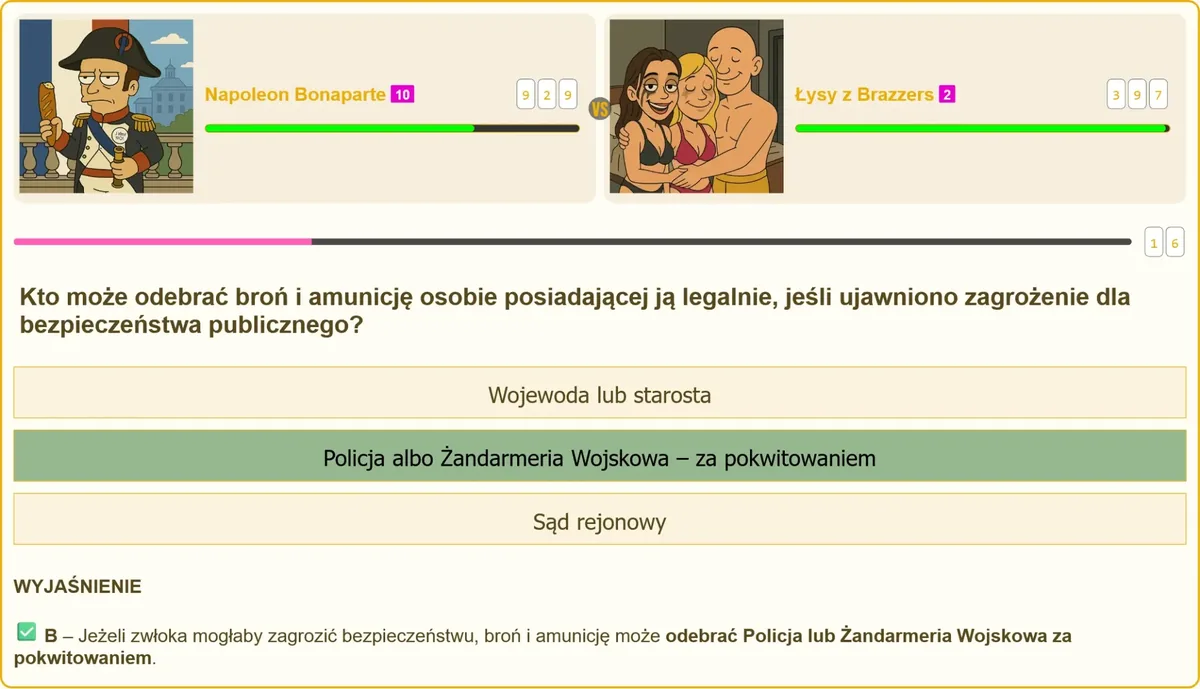 Uprawnienia Policji i Żandarmerii Wojskowej do odebrania broni
