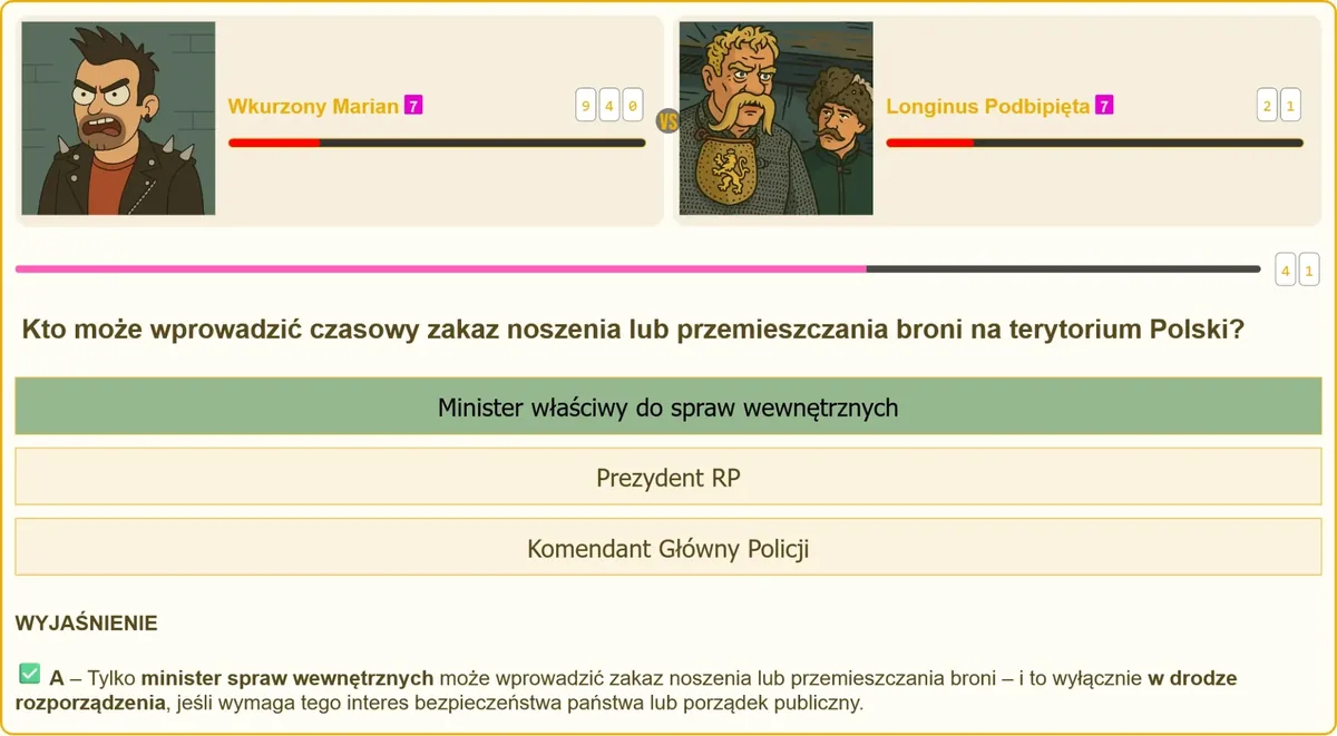 Rozporządzenie ministra spraw wewnętrznych o zakazie przemieszczania broni