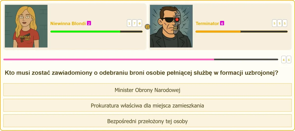 Zawiadomienie przełożonego o odebraniu broni funkcjonariuszowi