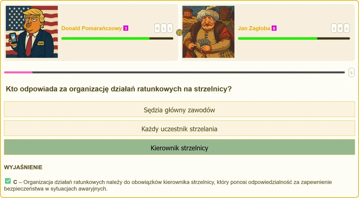 Kierownik strzelnicy odpowiedzialny za organizację działań ratunkowych