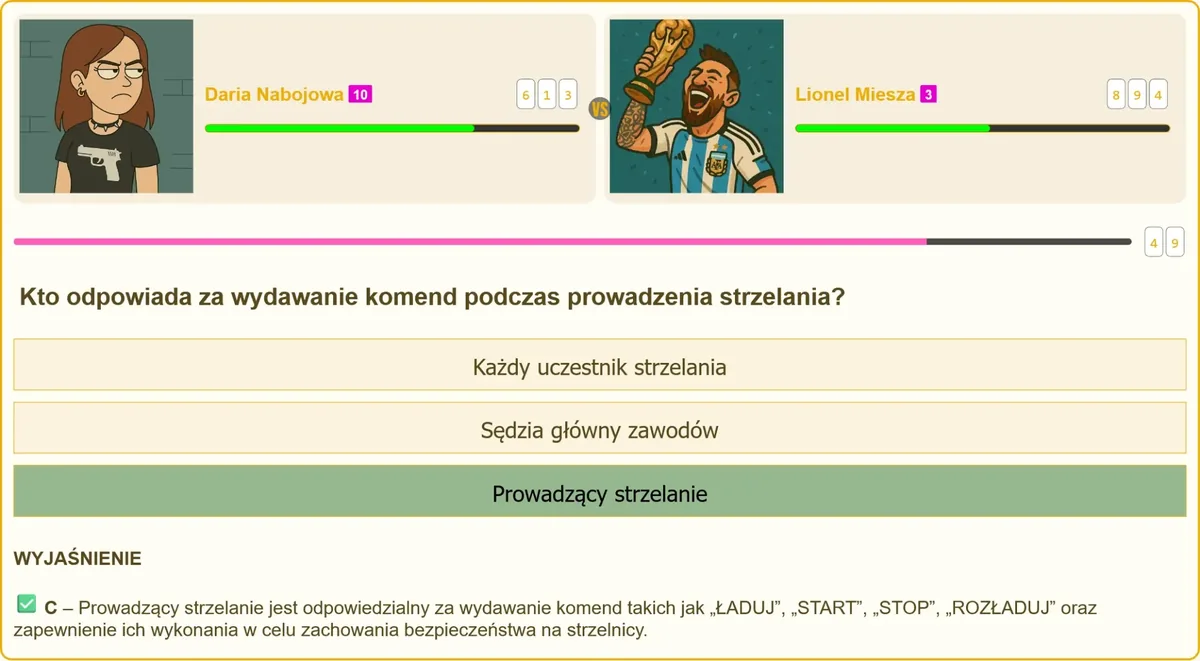 Prowadzący strzelanie wydaje komendy na strzelnicy