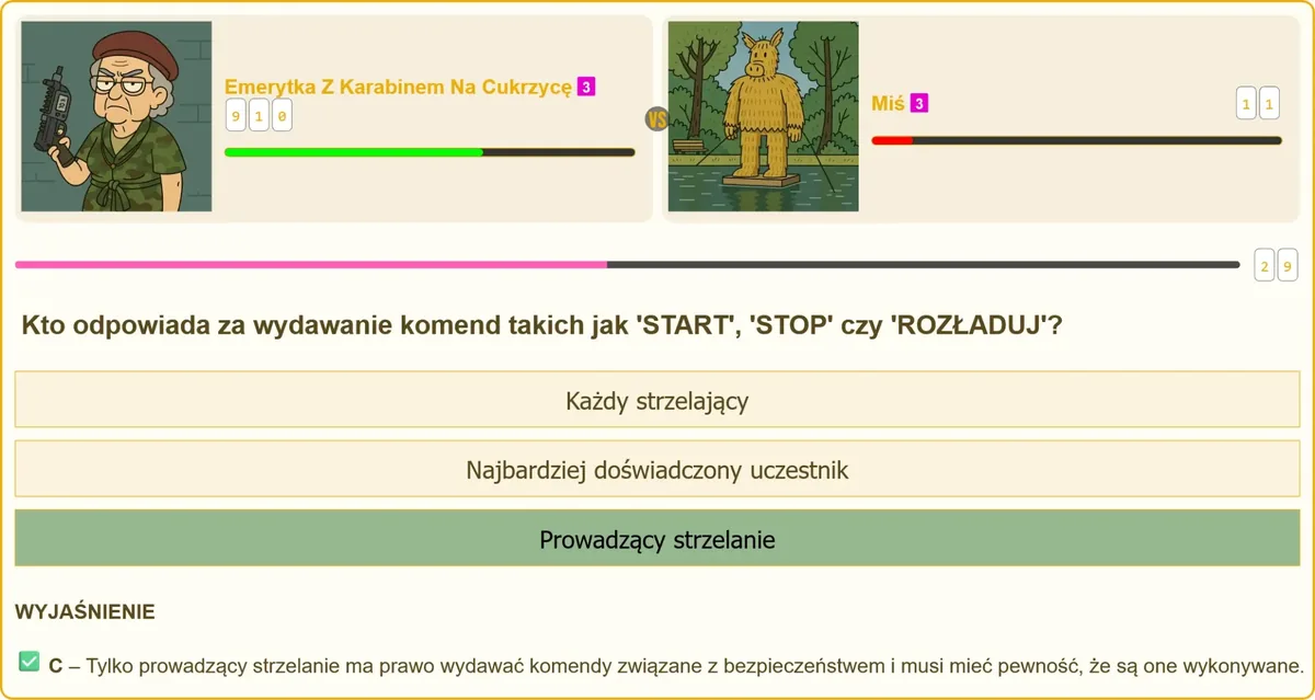 Prowadzący strzelanie wydaje komendy bezpieczeństwa na strzelnicy