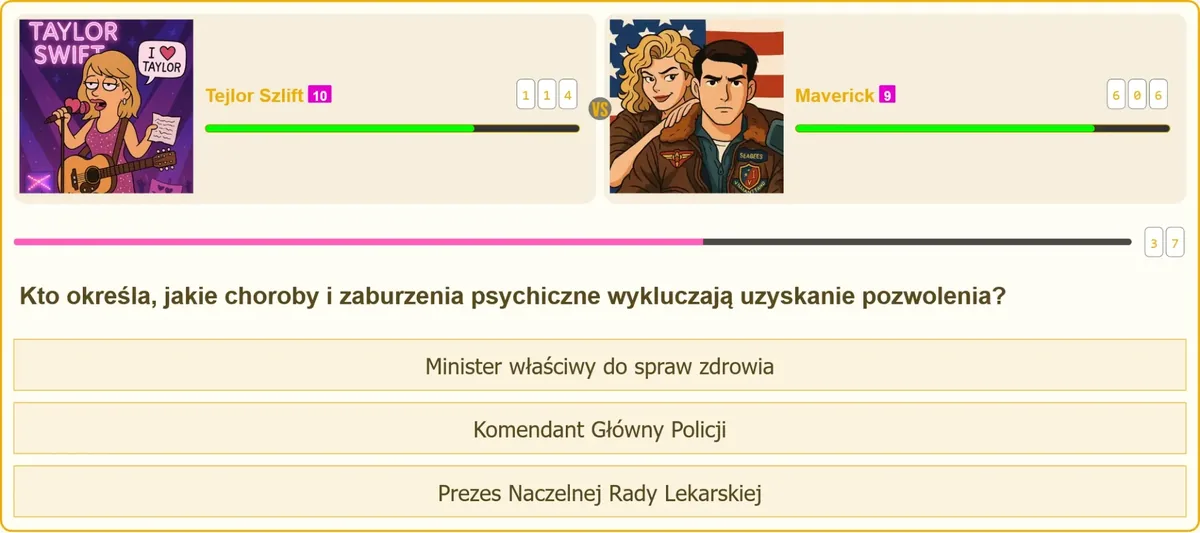 Lekarz bada kandydata do pozwolenia na broń