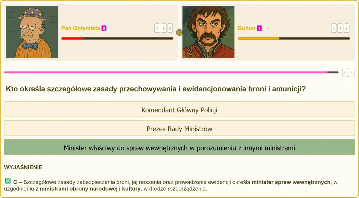 Zasady przechowywania broni - przygotowanie do egzaminu