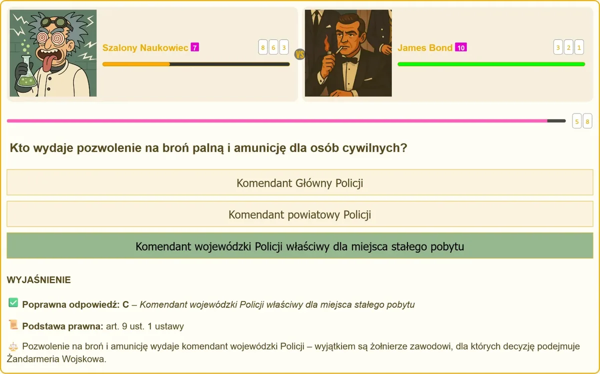 Wydaje pozwolenie na broń palną i amunicję dla osób cywilnych