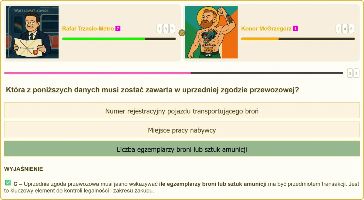 Dokument uprzedniej zgody przewozowej na broń i amunicję