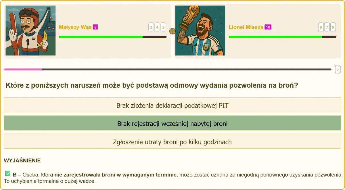 Egzamin na pozwolenie na broń – pytanie o naruszenia przepisów