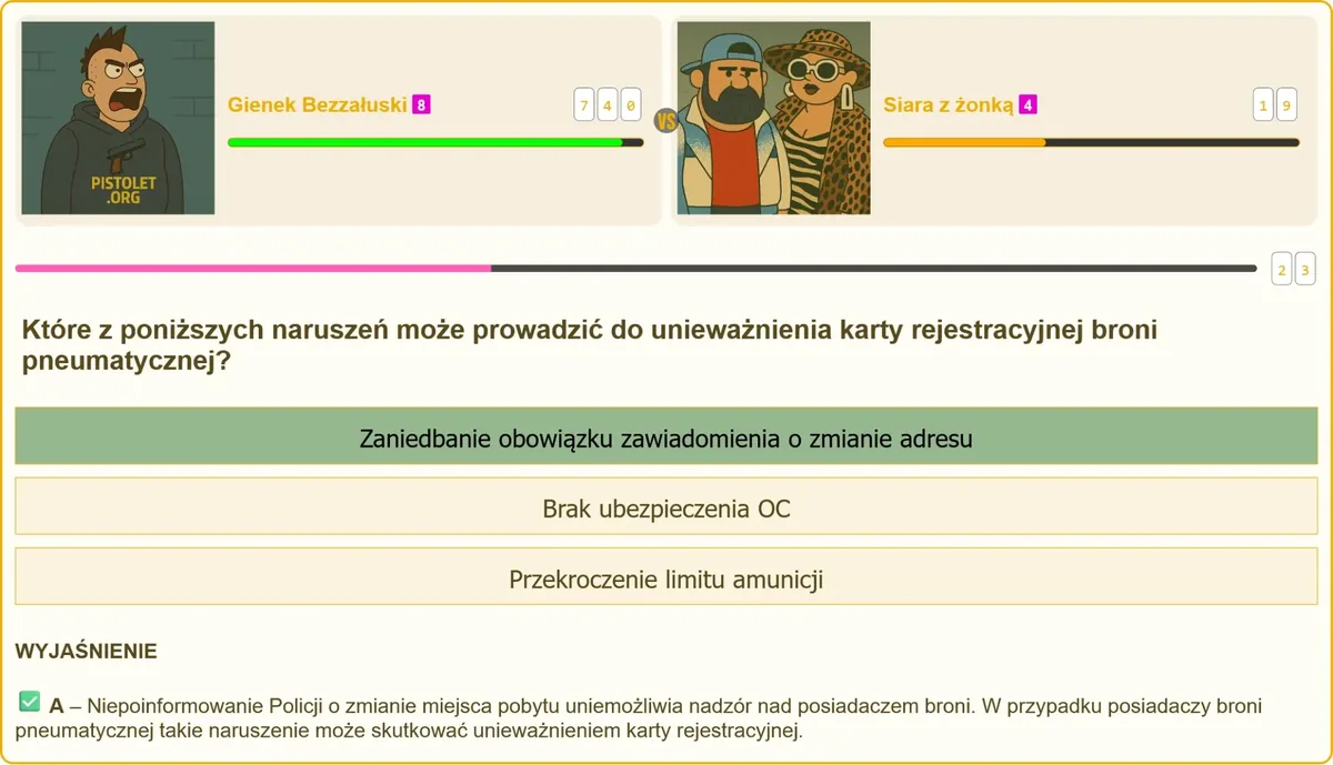 Obowiązek zgłoszenia zmiany adresu przez posiadacza broni pneumatycznej