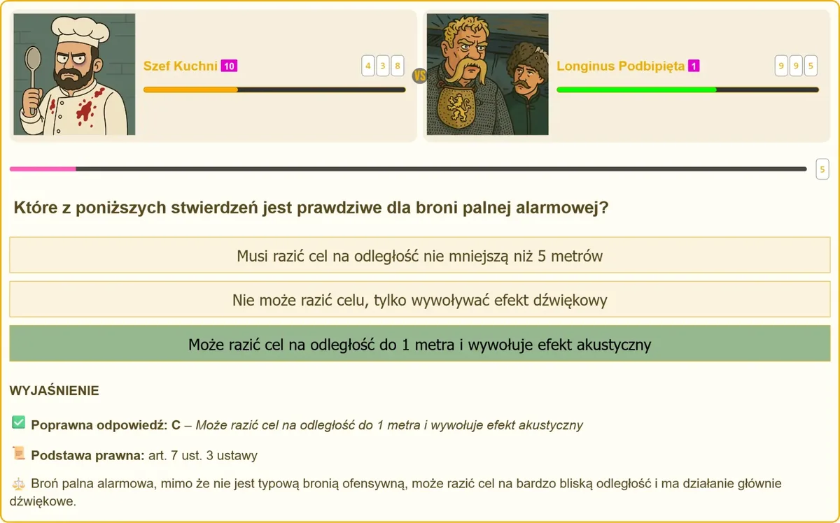 Broń palna alarmowa na egzaminie na patent strzelecki