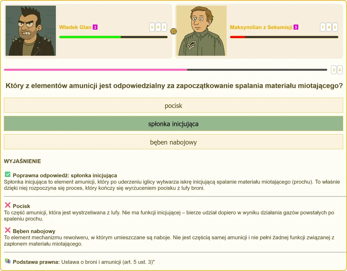 Który element amunicji zapoczątkowuje spalanie materiału miotającego