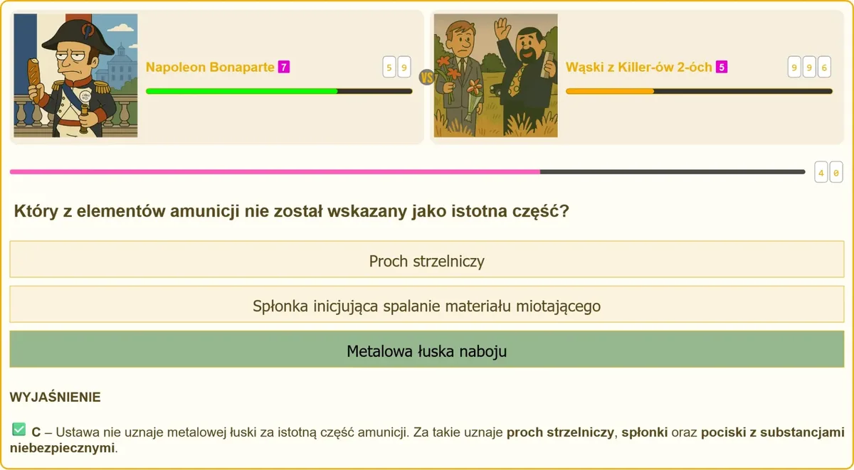 Elementy naboju z oznaczeniem części istotnych według ustawy