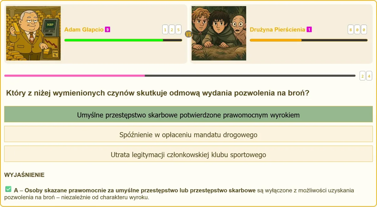 Egzamin na patent strzelecki – pytanie o odmowę pozwolenia na broń