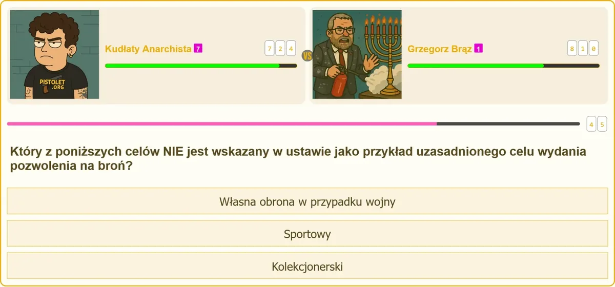 lista celów uzasadniających pozwolenie na broń