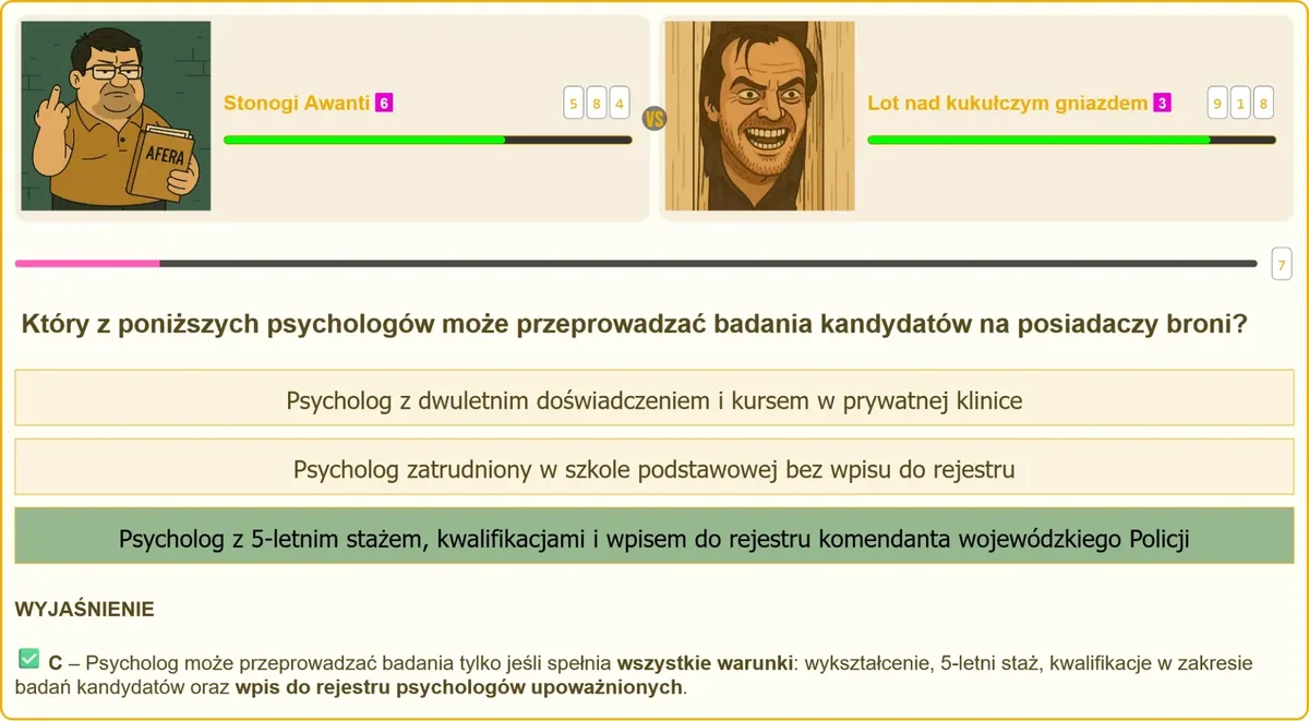 Badanie psychologiczne kandydata na pozwolenie na broń