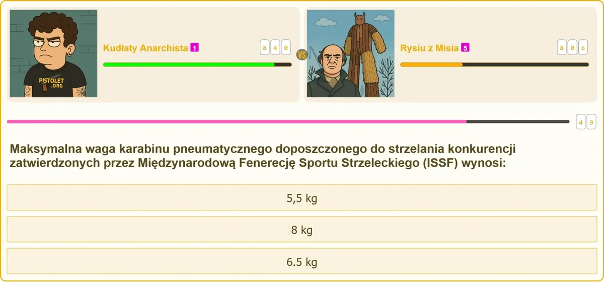Karabin pneumatyczny na wadze podczas kontroli sprzętu przed zawodami