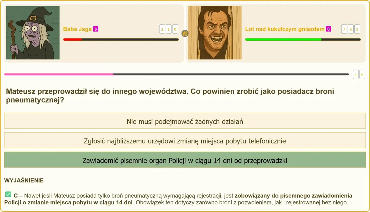 zgłoszenie zmiany miejsca zamieszkania posiadacza broni pneumatycznej
