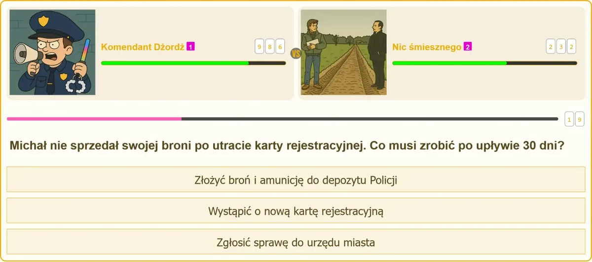 złożenie broni do depozytu Policji po utracie karty rejestracyjnej