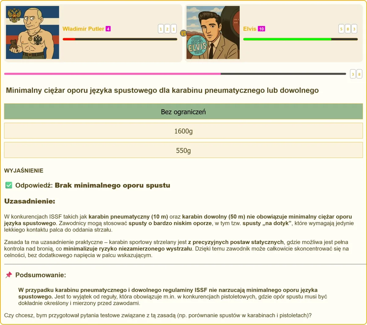 Porównanie regulacji spustu w karabinie i pistolecie sportowym