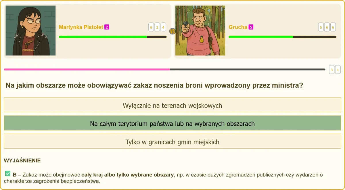Egzamin na patent strzelecki – zakres terytorialny zakazu noszenia broni