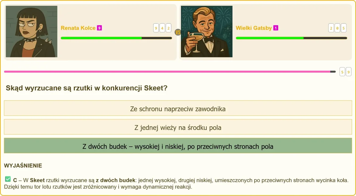 Zawodnik strzelający do rzutki na stanowisku Skeet