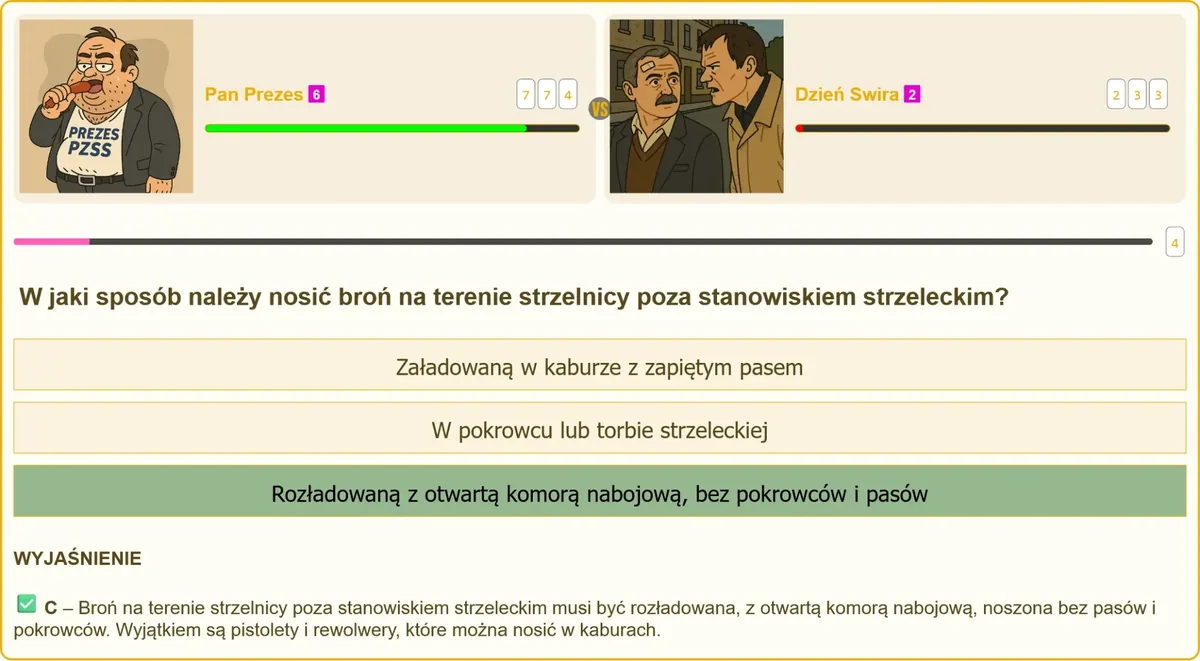 Zasady noszenia broni na strzelnicy poza stanowiskiem strzeleckim